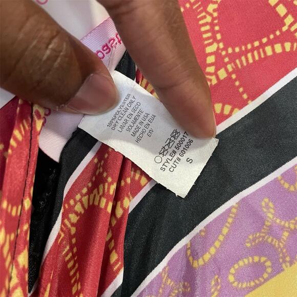 Pookie & Sebastian Satin Print Nicole Dress Women's S Multicolor Formal - Picture 4 of 9